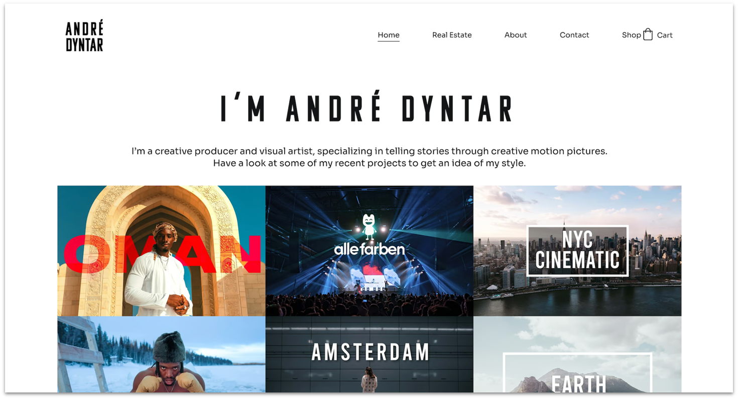 André Dyntar homepage made with Hostinger