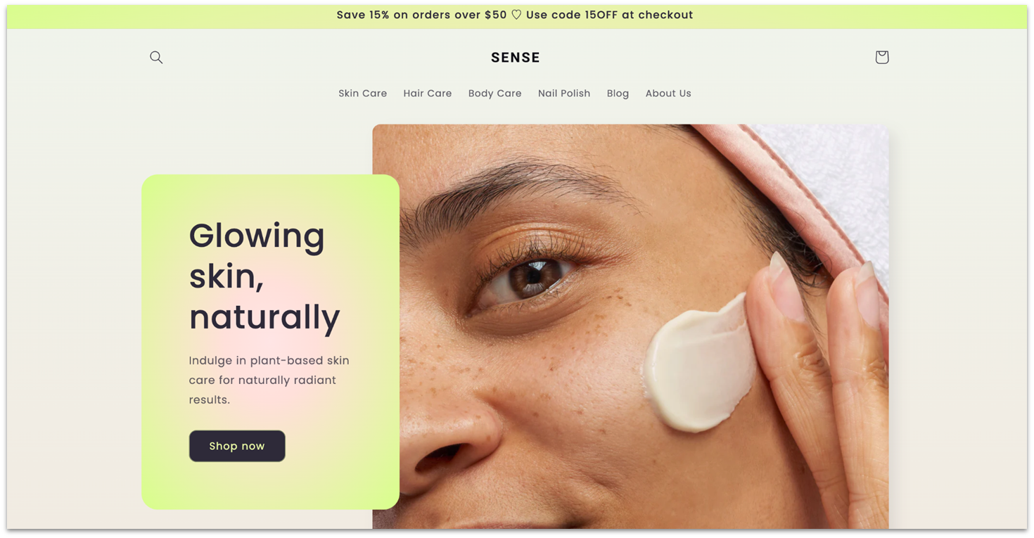 Shopify's skincare products template