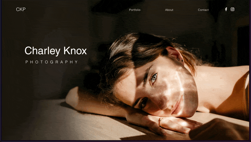 Example of a pop-up on a photographer website using Wix Lightbox