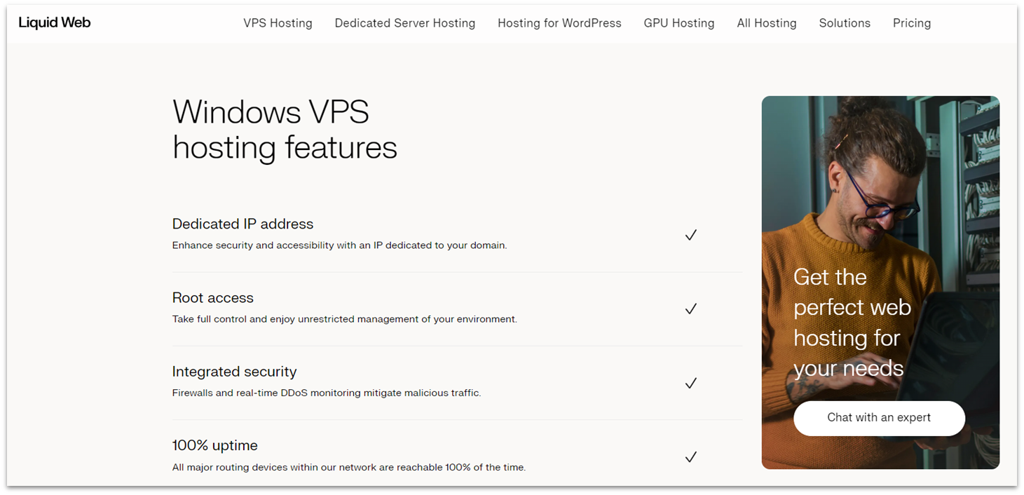 Liquid Web Windows hosting features