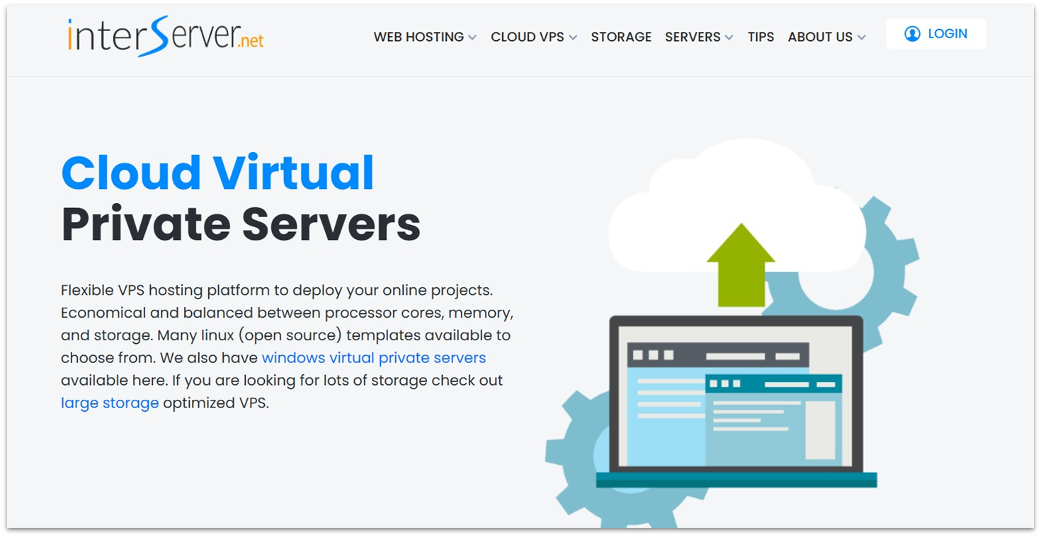 InterServer cloud VPS web hosting page