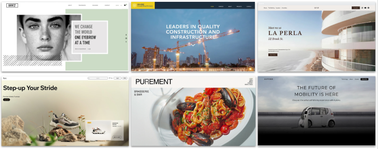 Screenshot of Wix templates