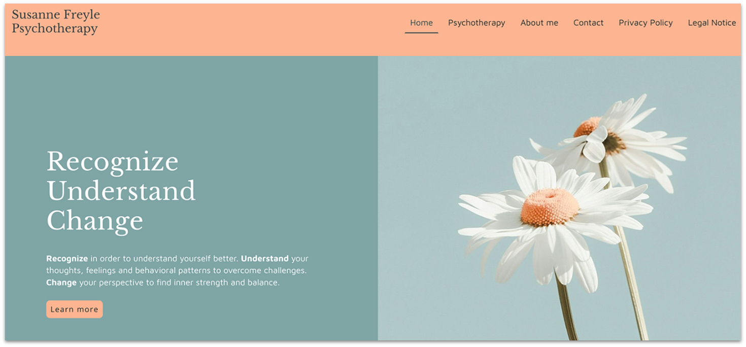 IONOS Website Builder's therapy template