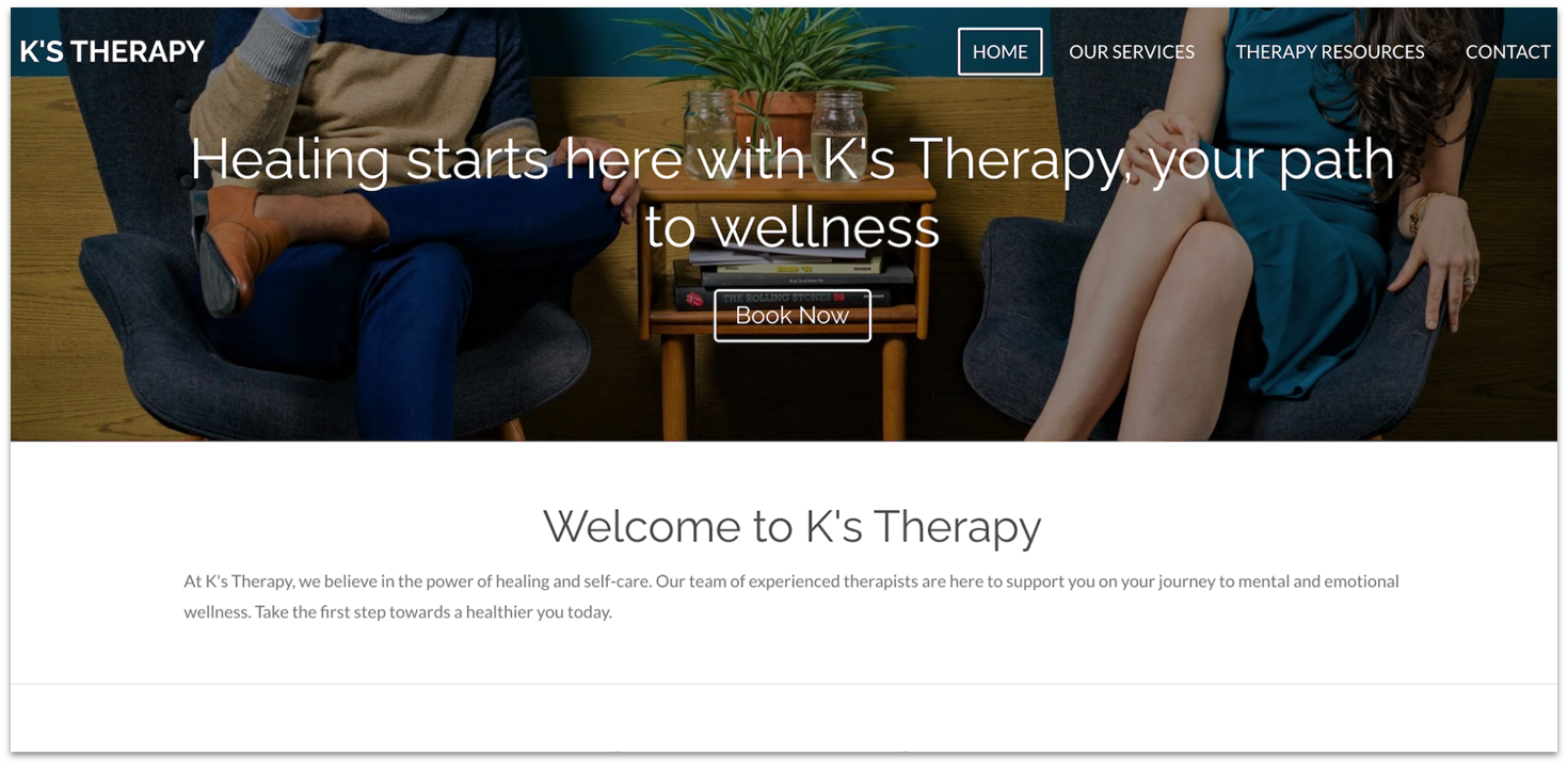 Webador's AI-generated therapy template