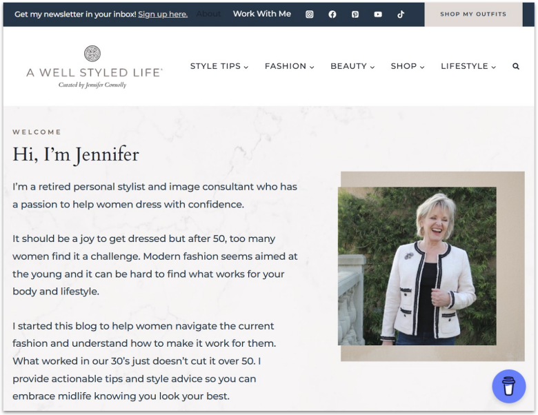 About page on A Well Styled Life