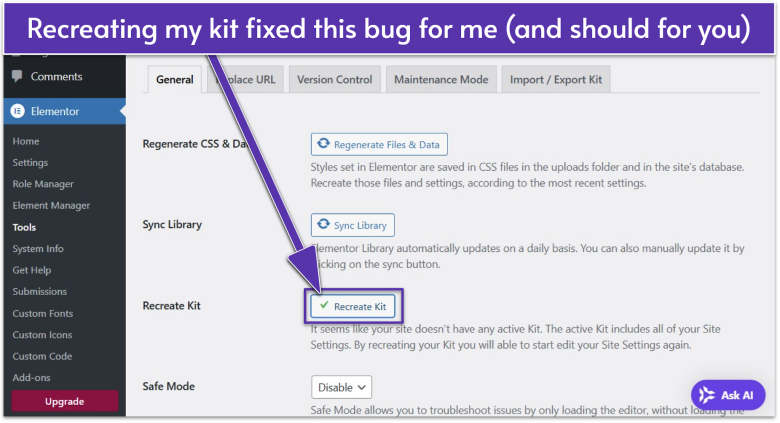 Elementor General settings