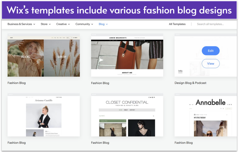 Wix fashion blog templates
