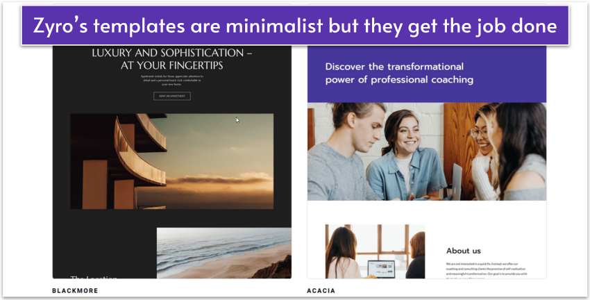 Zyro's templates