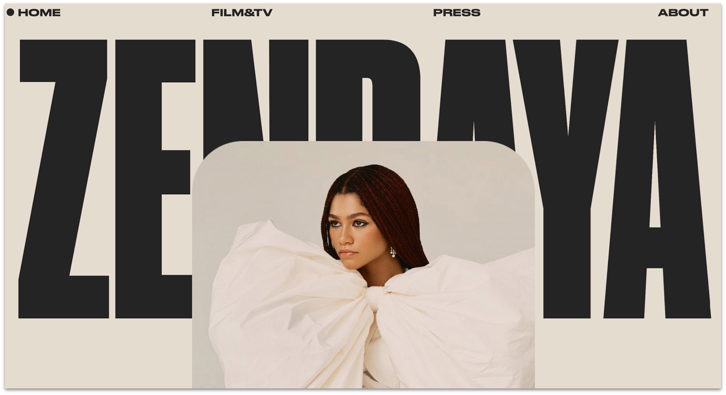 Zendaya homepage made with Squarespace