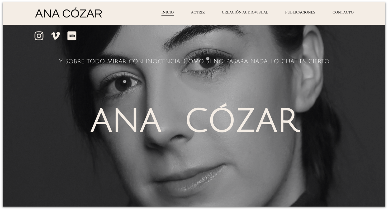 Ana Cózar homepage made with Hostinger