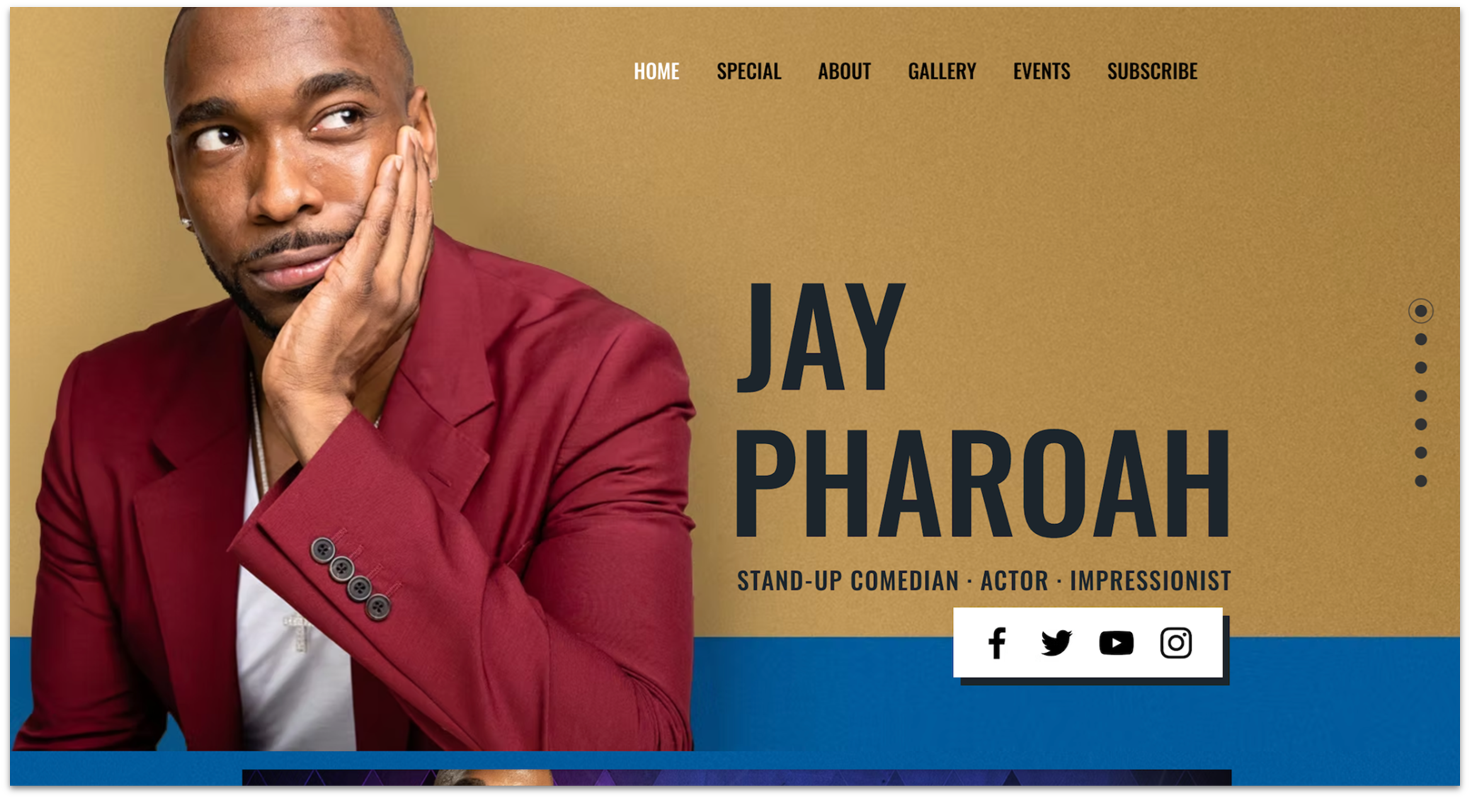 Jay Pharoah homepage made with Wix
