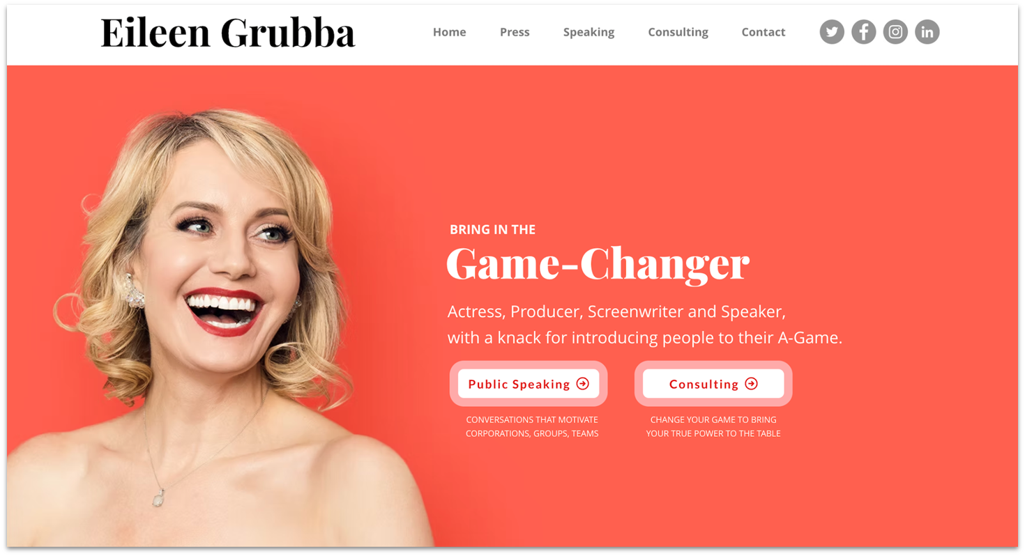 Eileen Grubba homepage made with Wix
