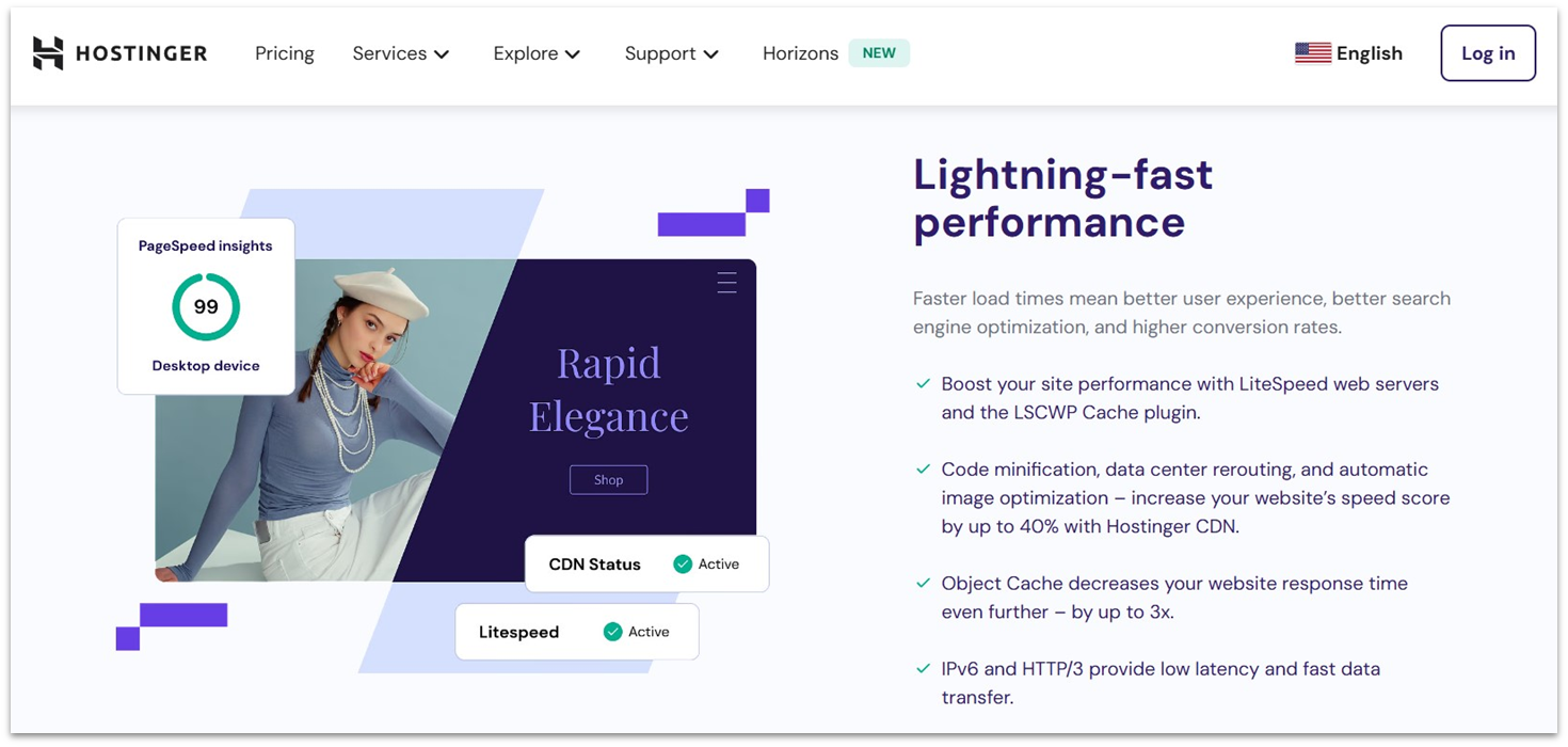 Hostinger performance features