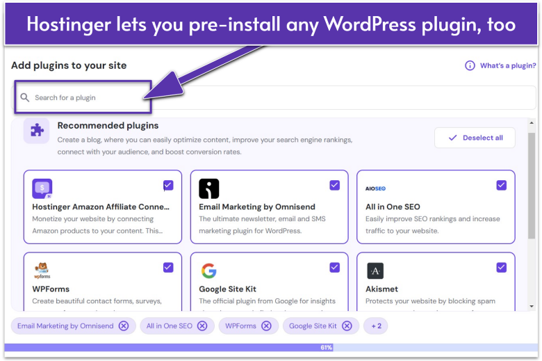 Hostinger WordPress plugin menu