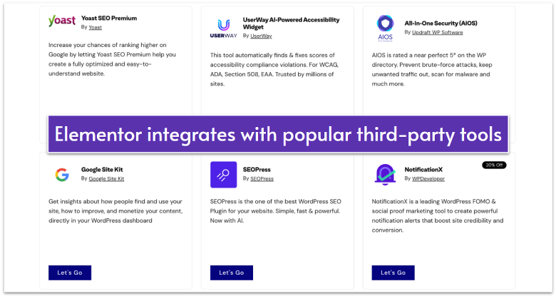 Elementor's addons marketplace