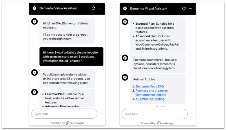 Elementor's live chat