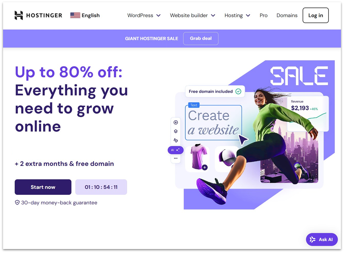 Hostinger landing page