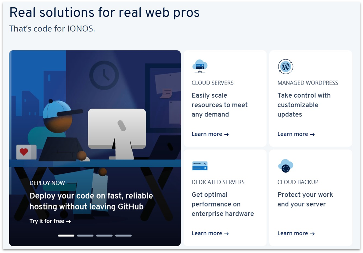 IONOS landing page