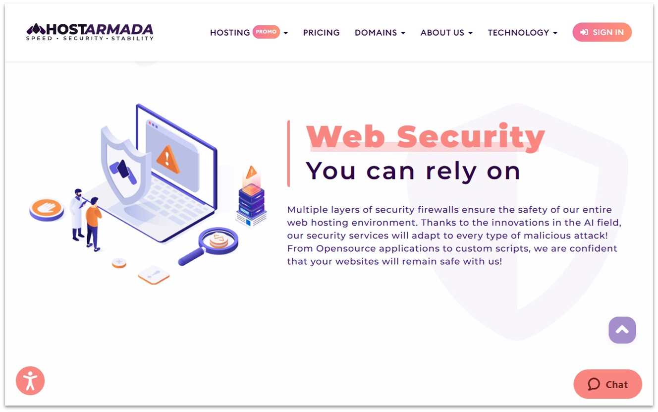 HostArmada landing page