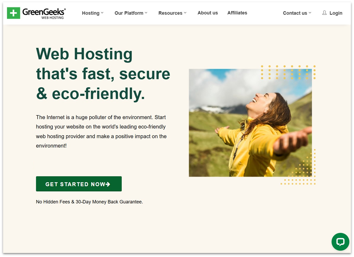 GreenGeeks landing page