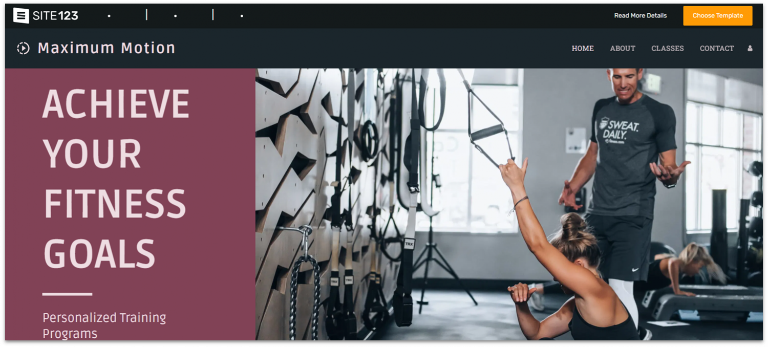 SITE123 personal trainer template