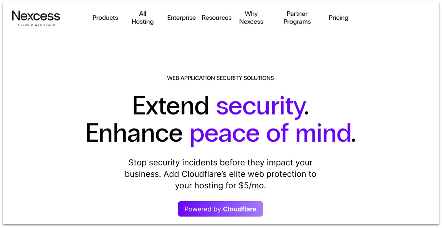 Nexcess' web application solutions landing page