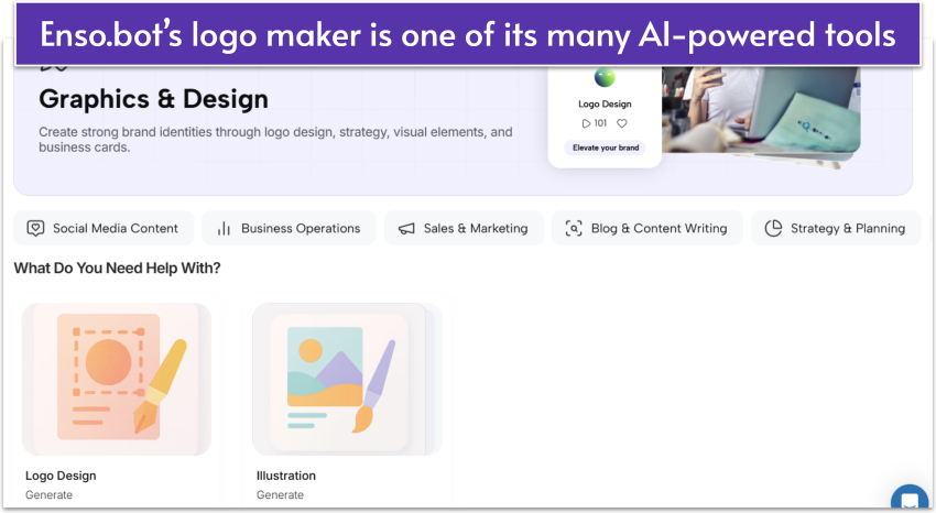 Enso.bot's dashboard for graphic design tools