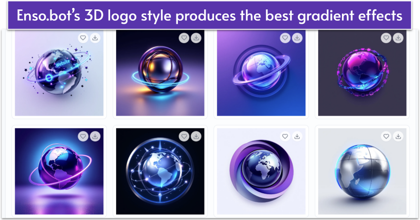 3D effect logos made with Enso.bot