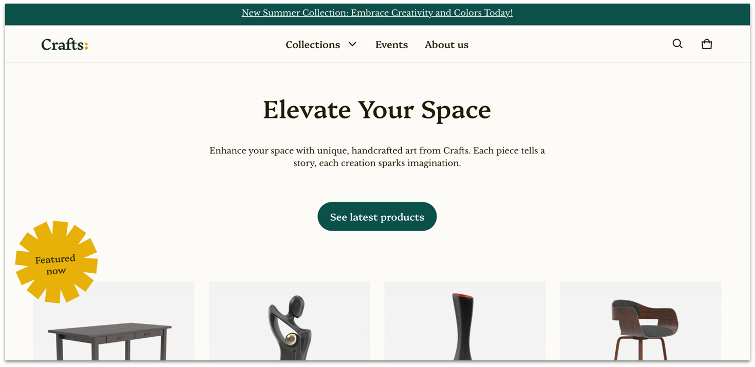 Shopify's home decor template