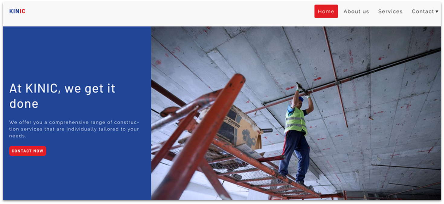 IONOS Website Builder's construction template
