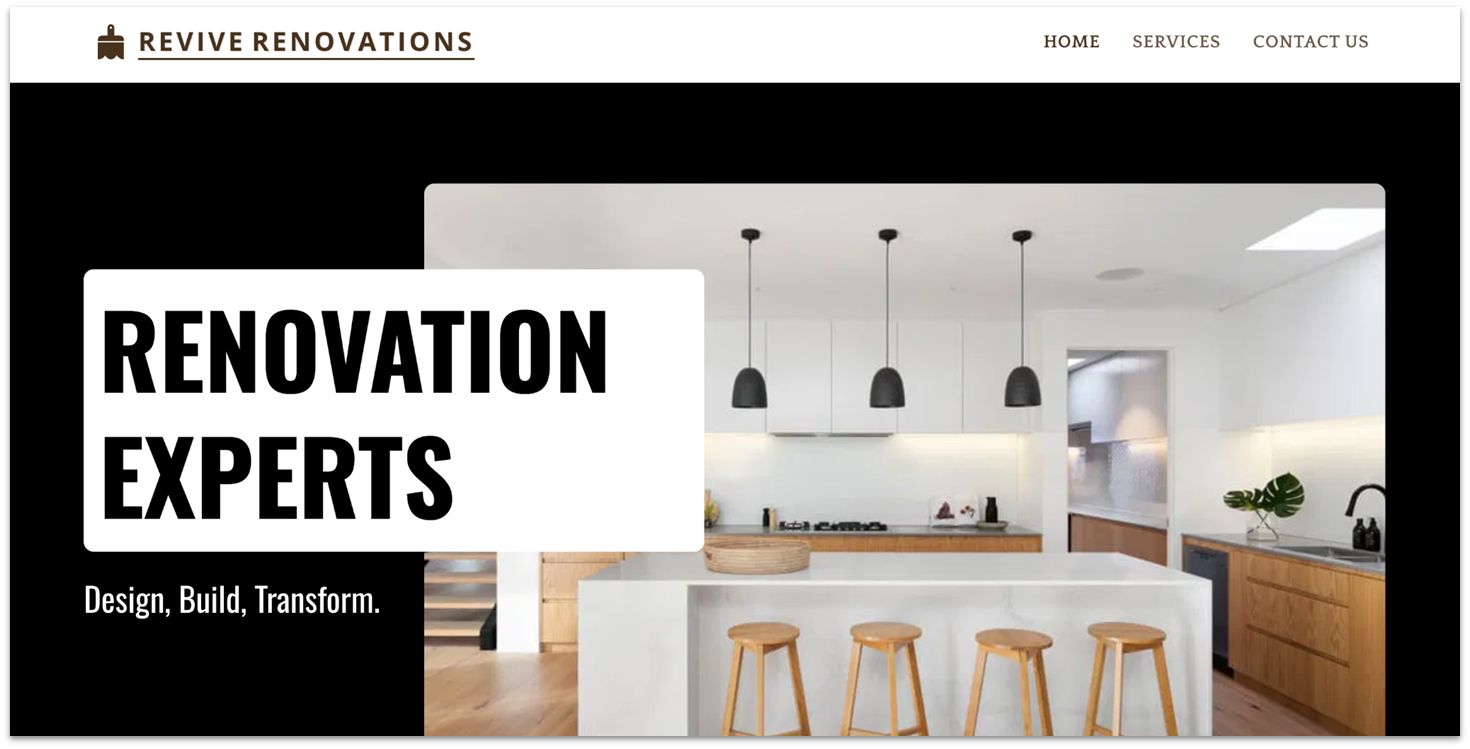 SITE123's renovation template
