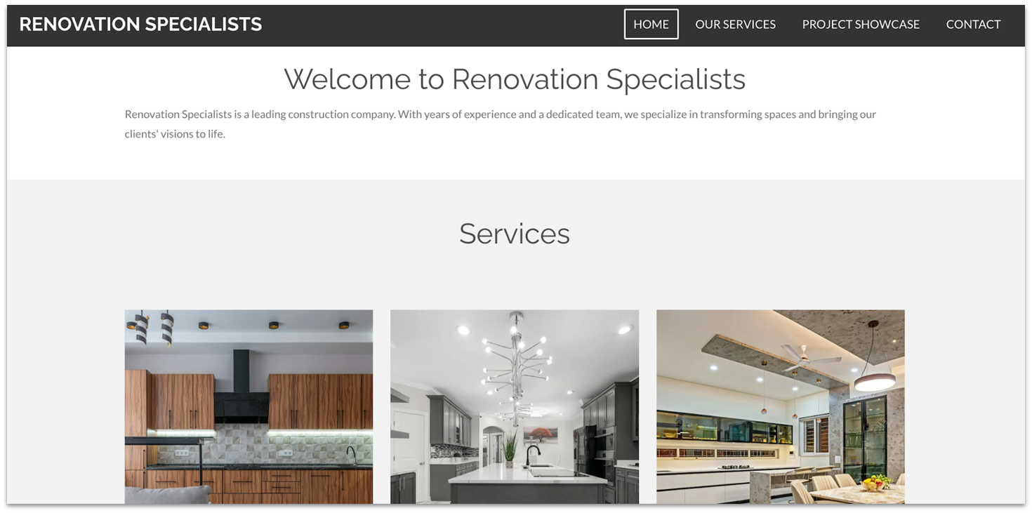 Webador's construction template