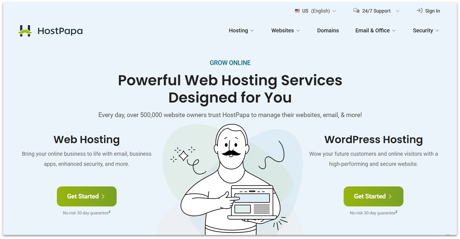 HostPapa web hosting landing page
