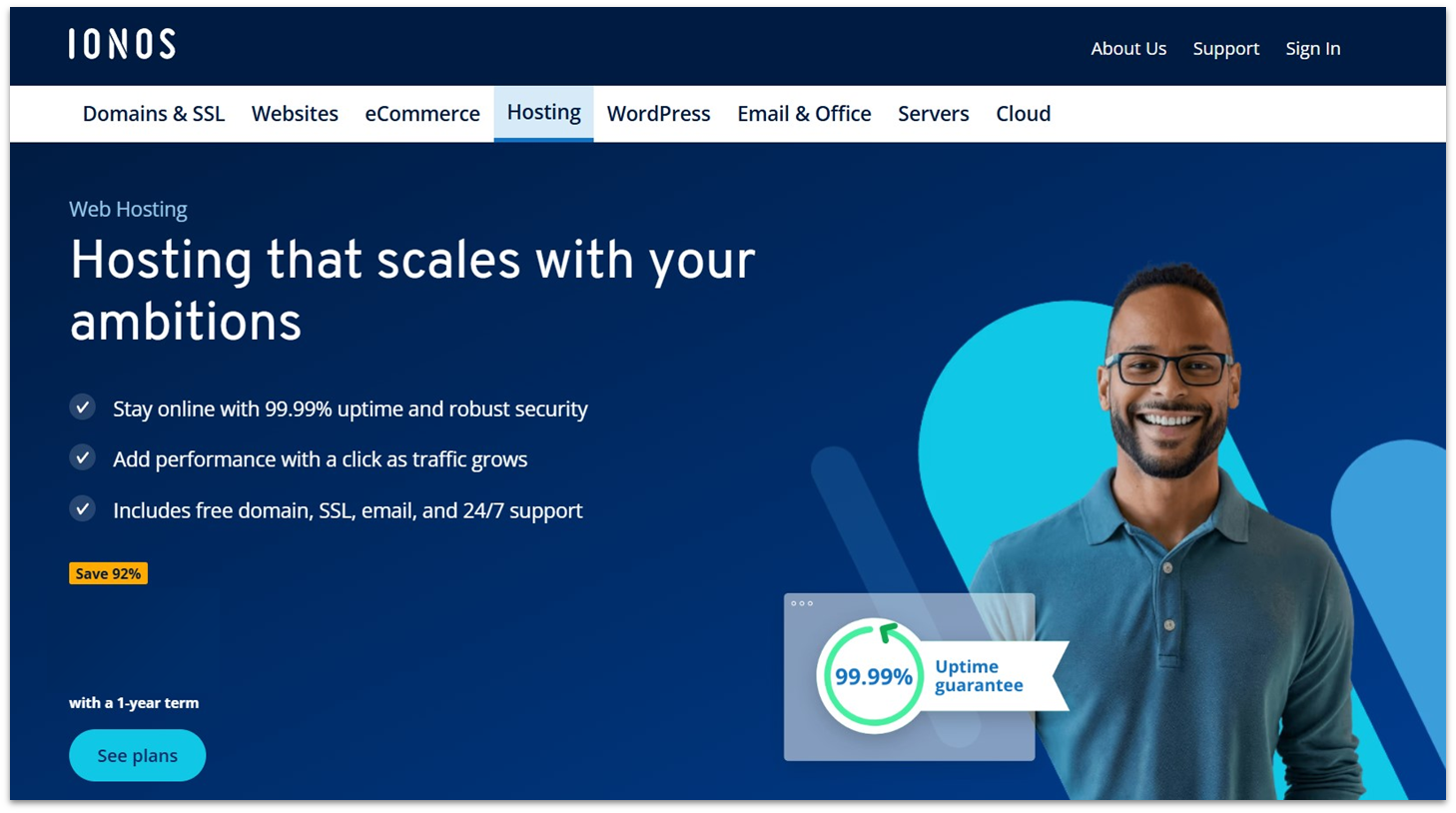 IONOS web hosting landing page