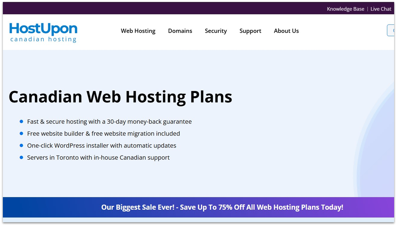 HostUpon web hosting landing page