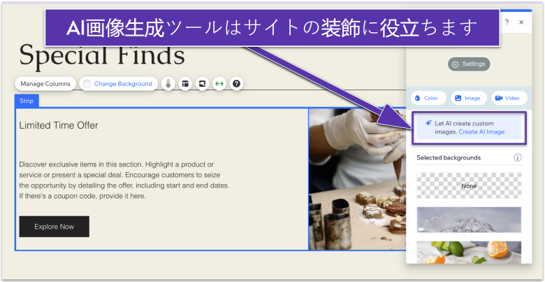 Wix's image editor