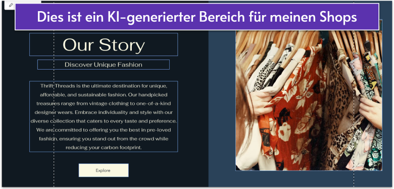 Ein von der KI von Wix generierter Über-Bereich