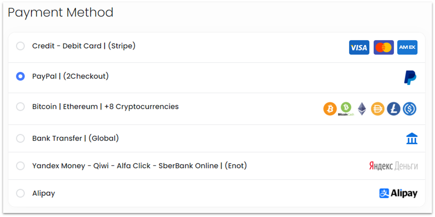UltaHost payment methods