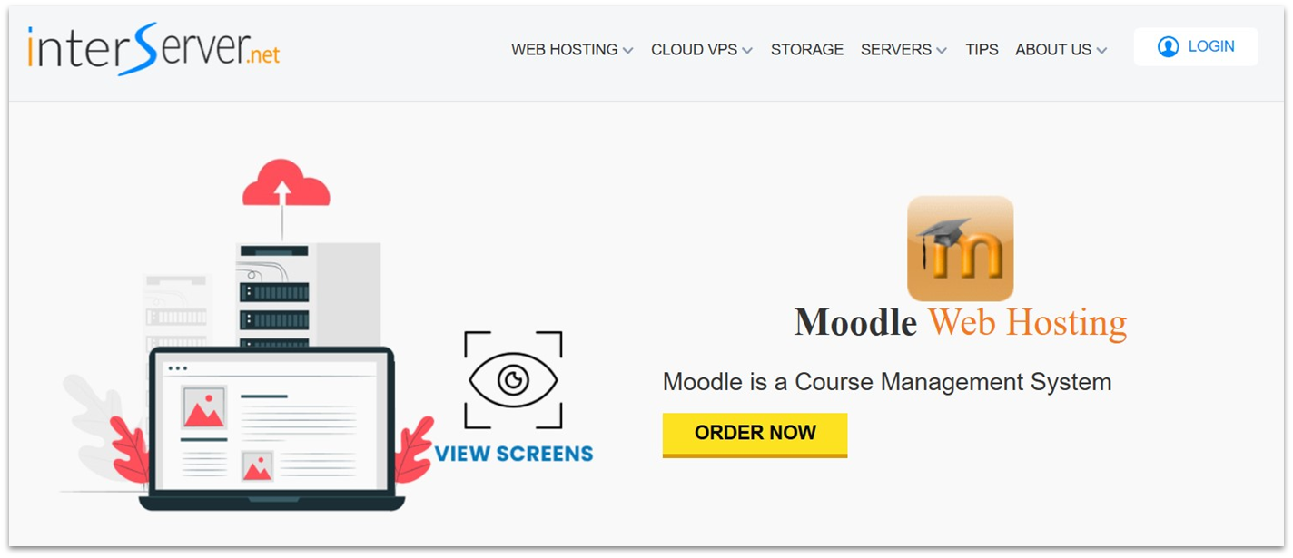 InterServer's Moodle hosting landing page