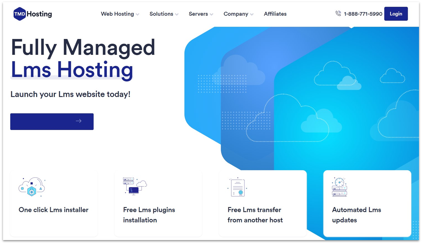 TMDHosting's fully managed LMS hosting landing page
