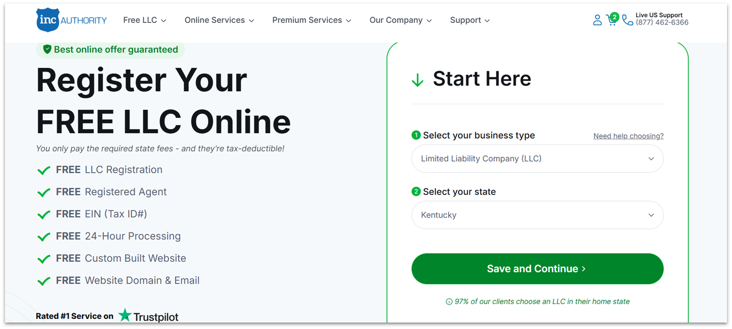 Inc Authority Registered Agent services page