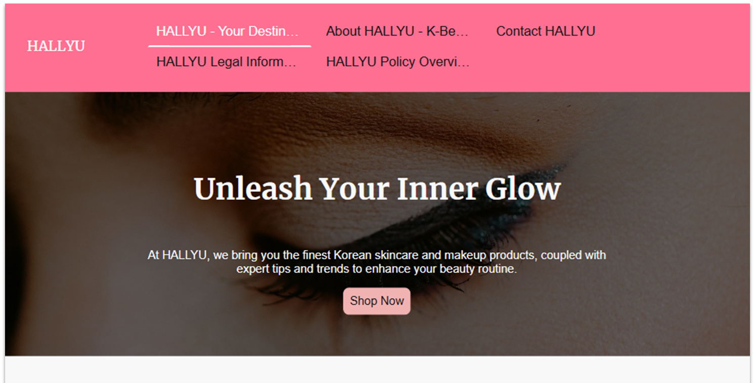 IONOS beauty website example homepage showing a header image and a tagline