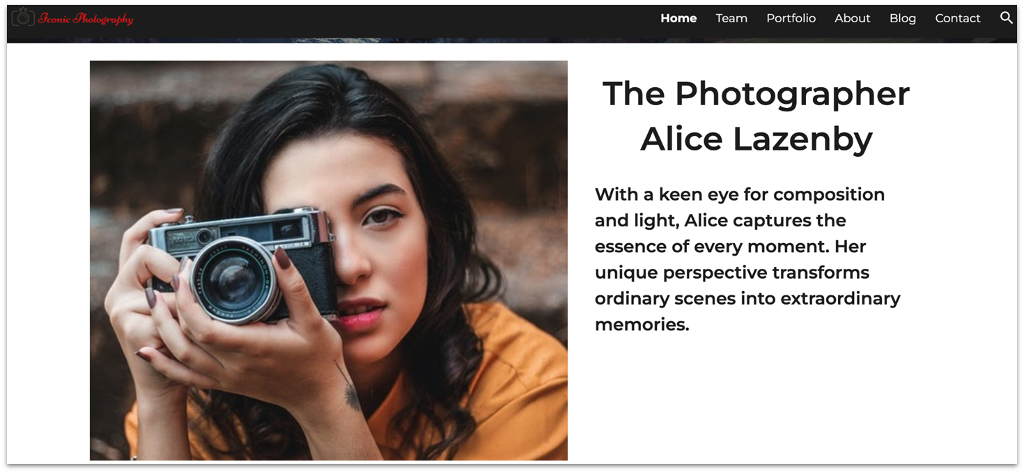 Steegle's Photography template homepage