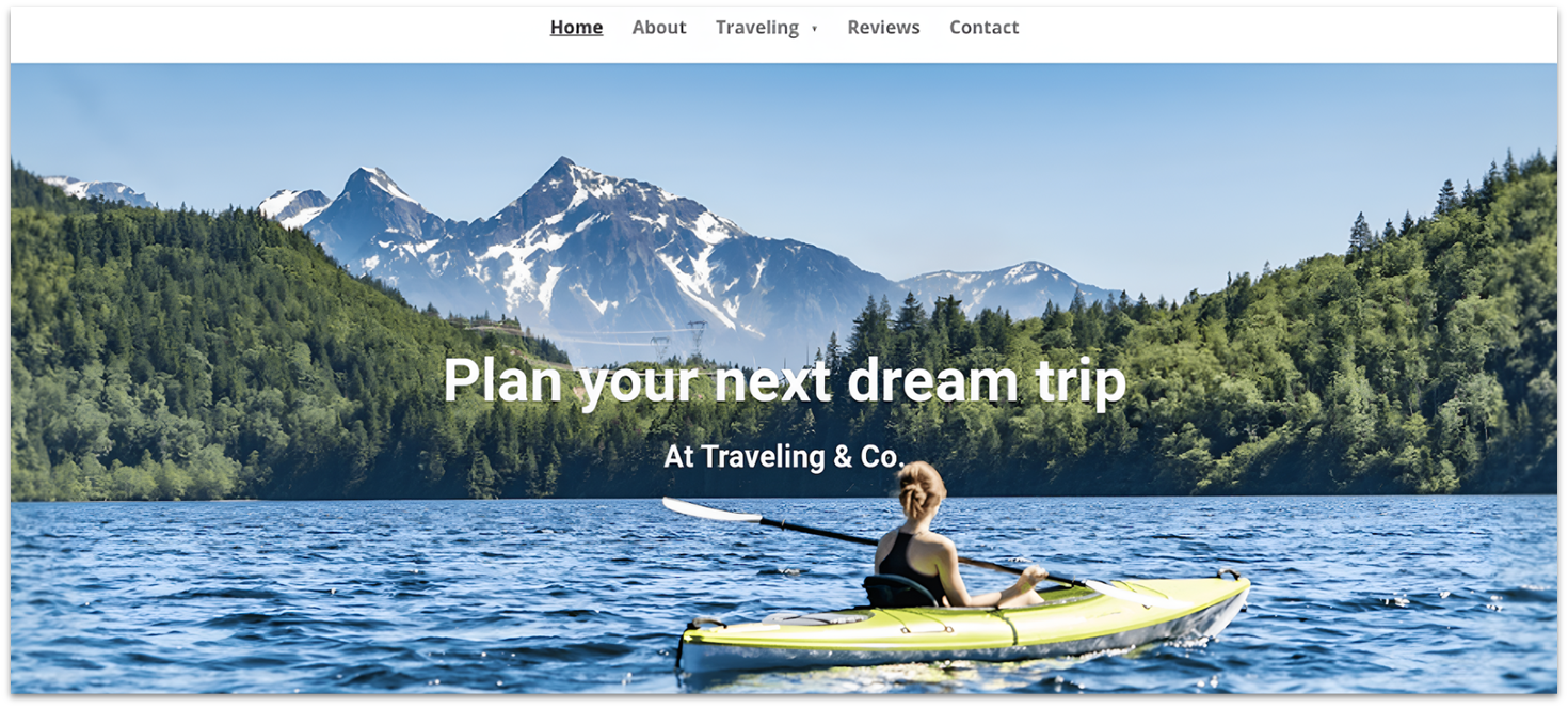 Webador's Traveling template homepage