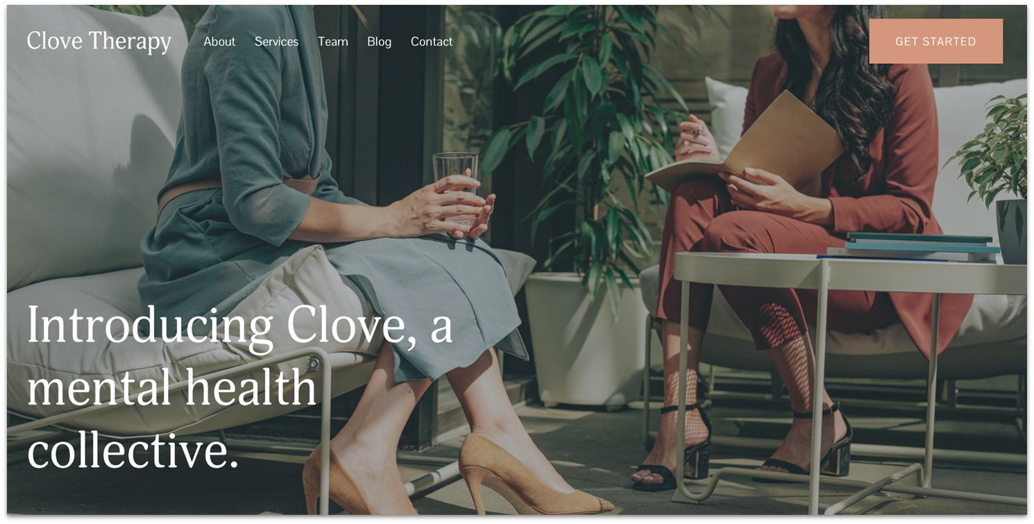 Squarespace Clove template homepage