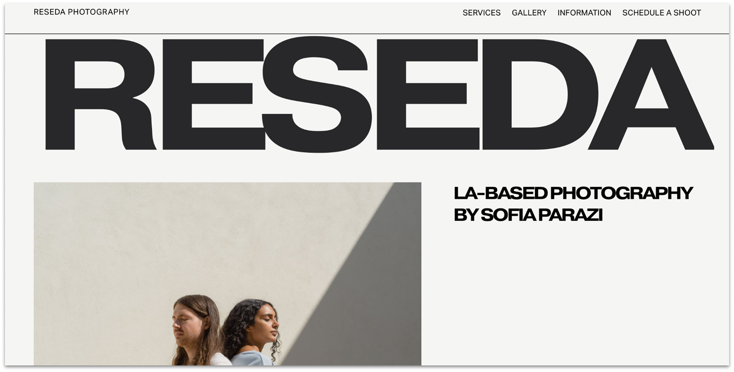 Squarespace Reseda photography portfolio template