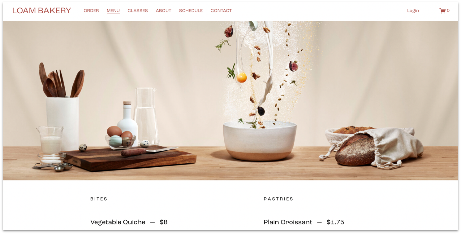 Squarespace Loam restaurant template