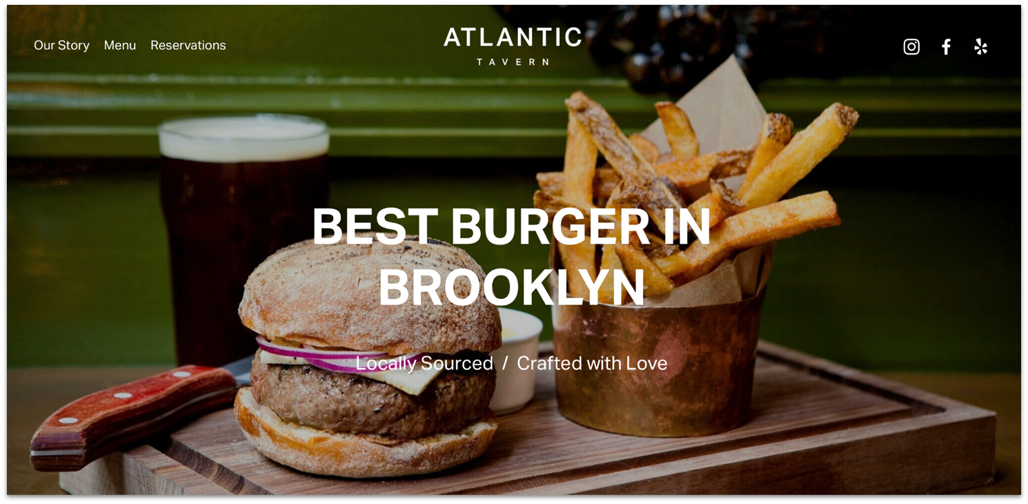 Squarespace Atlantic restaurant template homepage