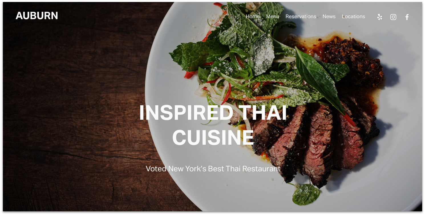 Squarespace Auburn restaurant template homepage