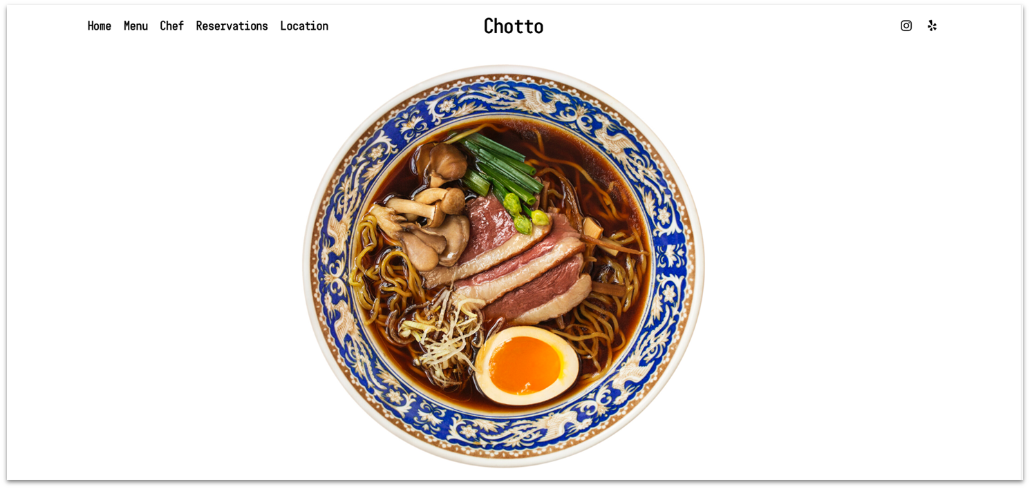 Squarespace Chotto restaurant template
